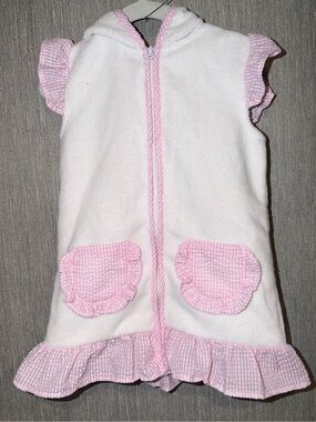 Pink Gingham Swimsuit Cover with Hood